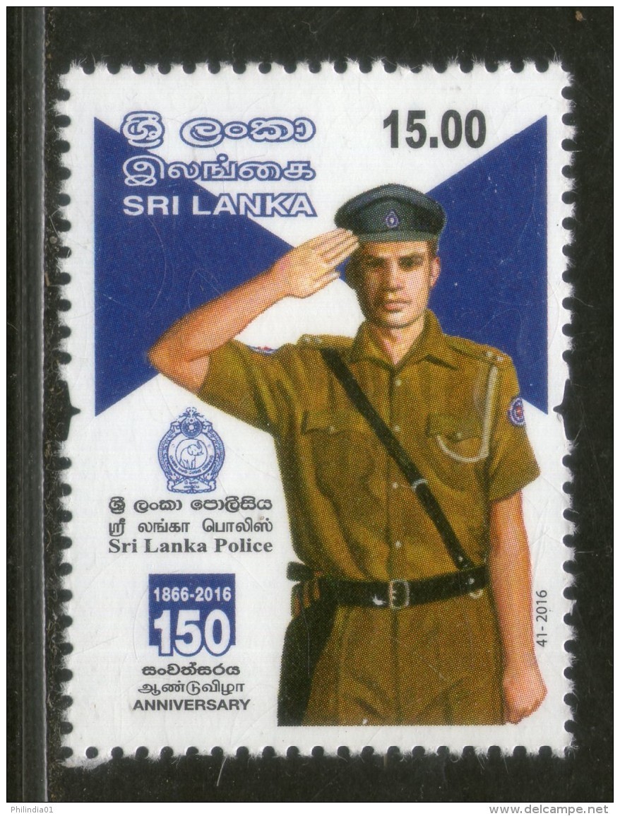 Sri Lanka 2016 Sri Lanka Police 150th Anniversary 1v MNH # 192 - Police - Gendarmerie