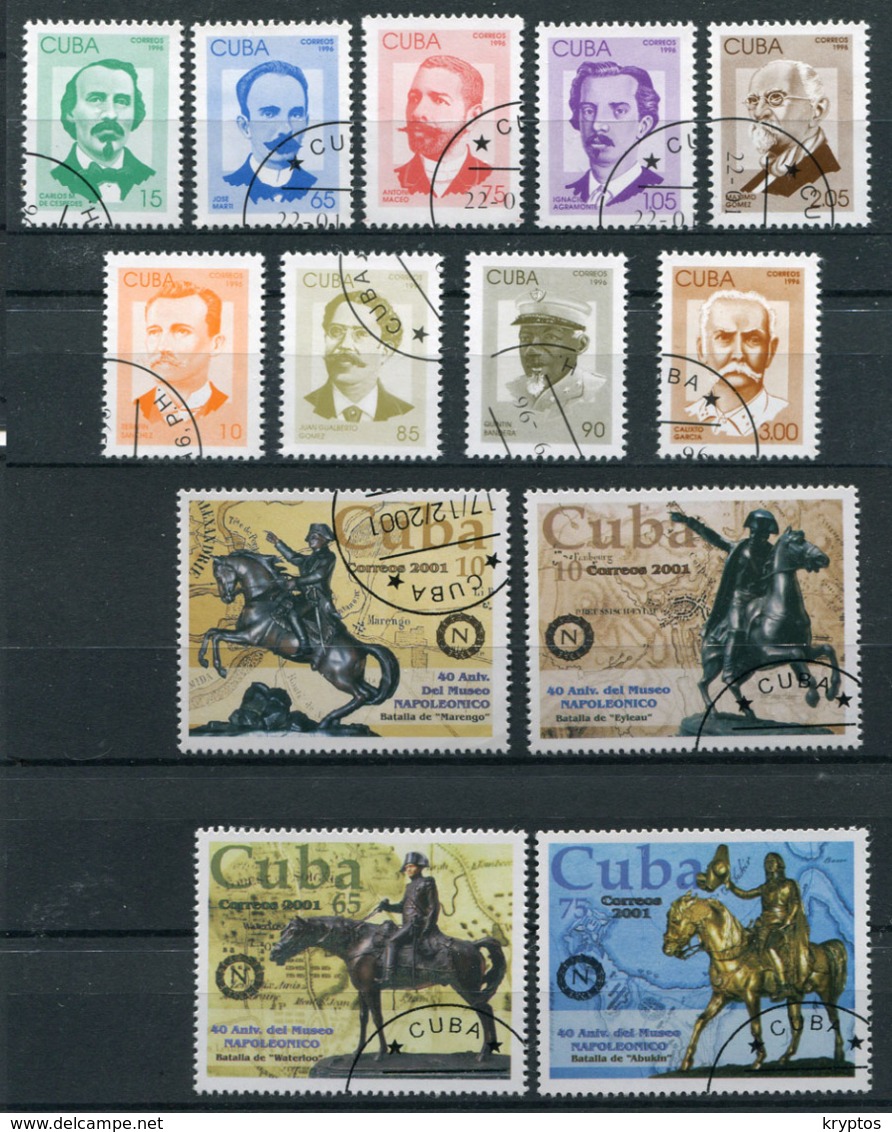 Cuba 1996-2001. Cuban Heros And Napoleon - 2 Complete Sets (13 Stamps) - Used - Collezioni & Lotti