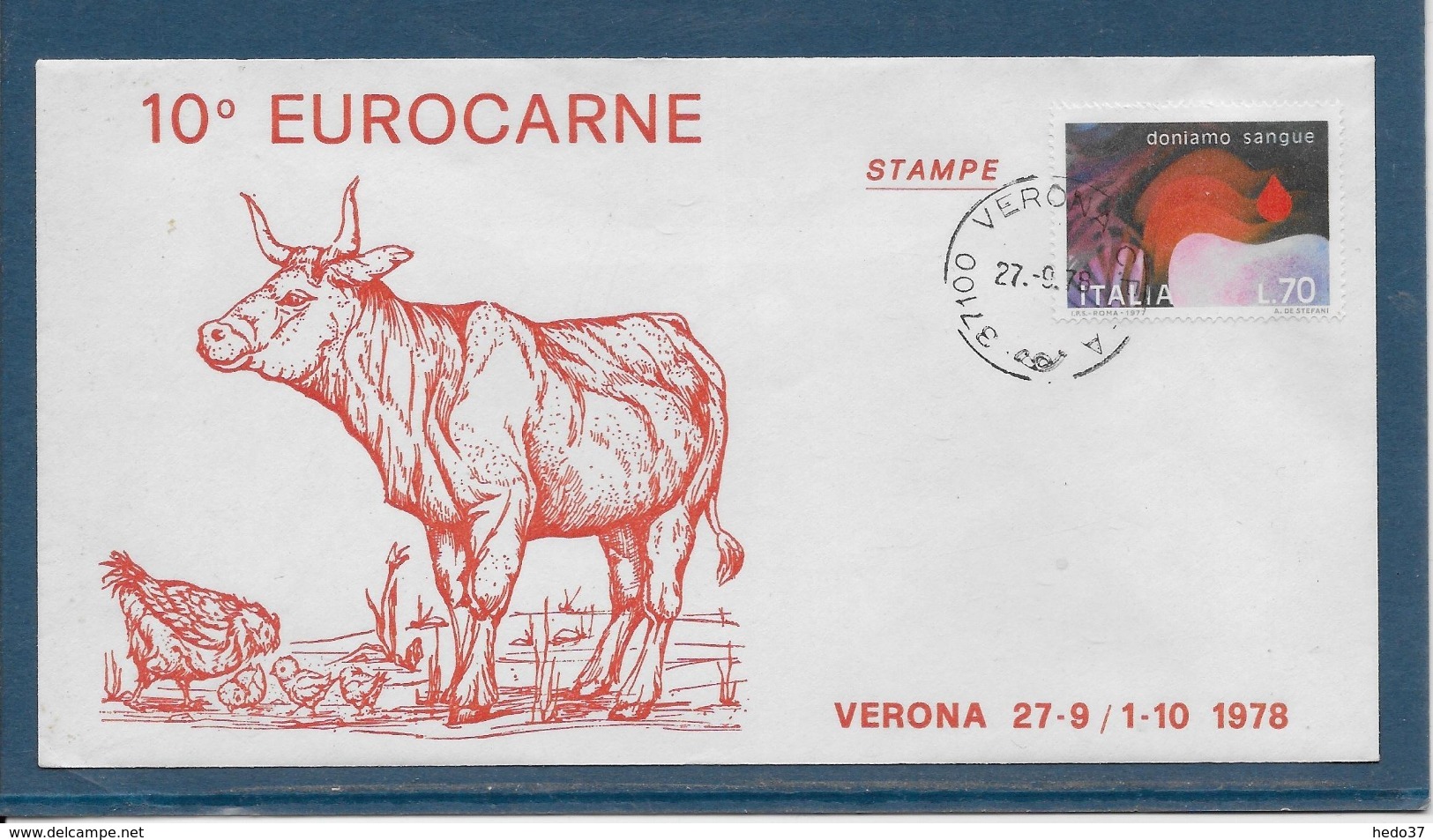 Thème Animaux - Vache - Italie - Enveloppe - Vaches