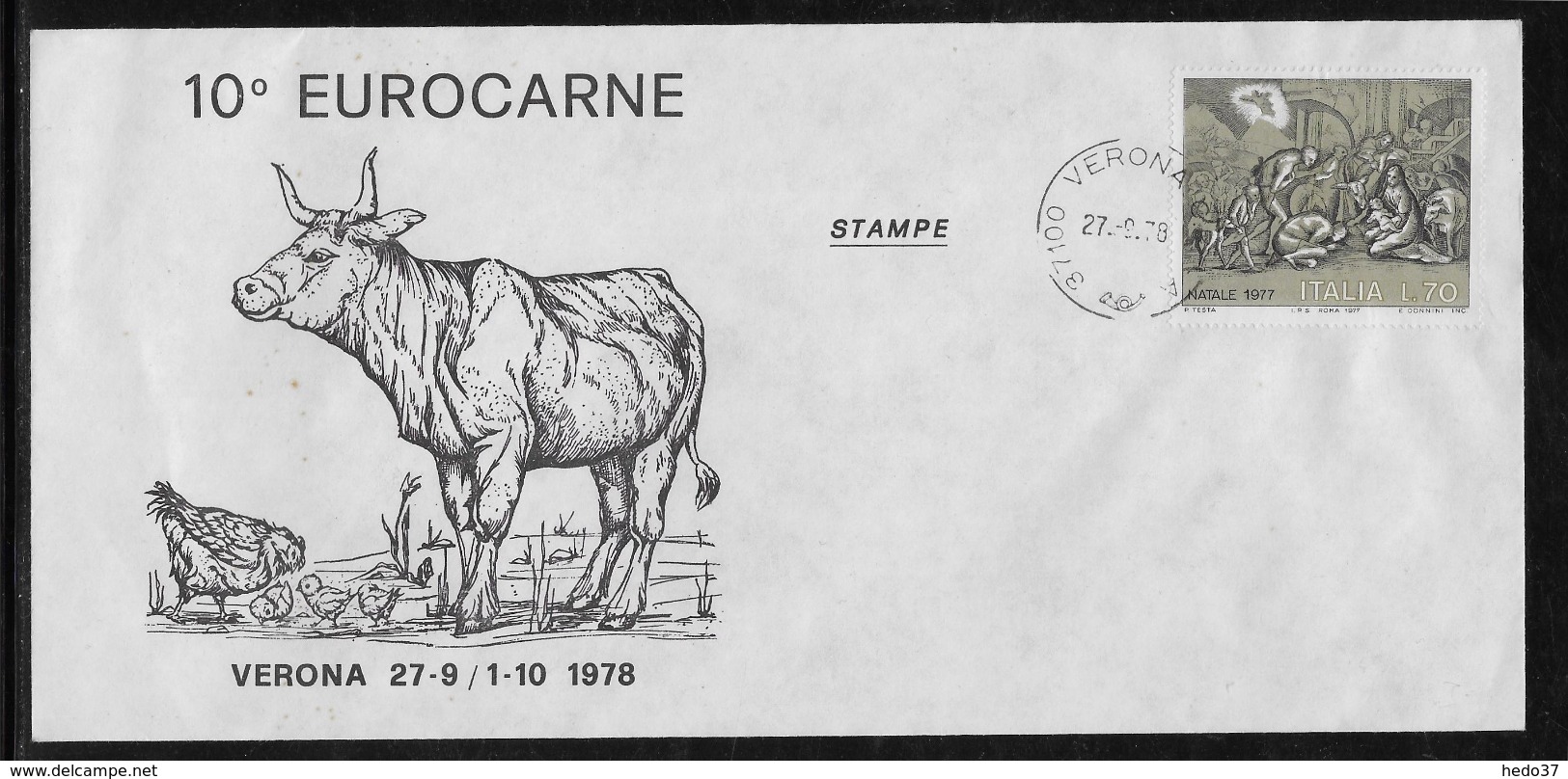 Thème Animaux - Vache - Italie - Enveloppe - Vaches