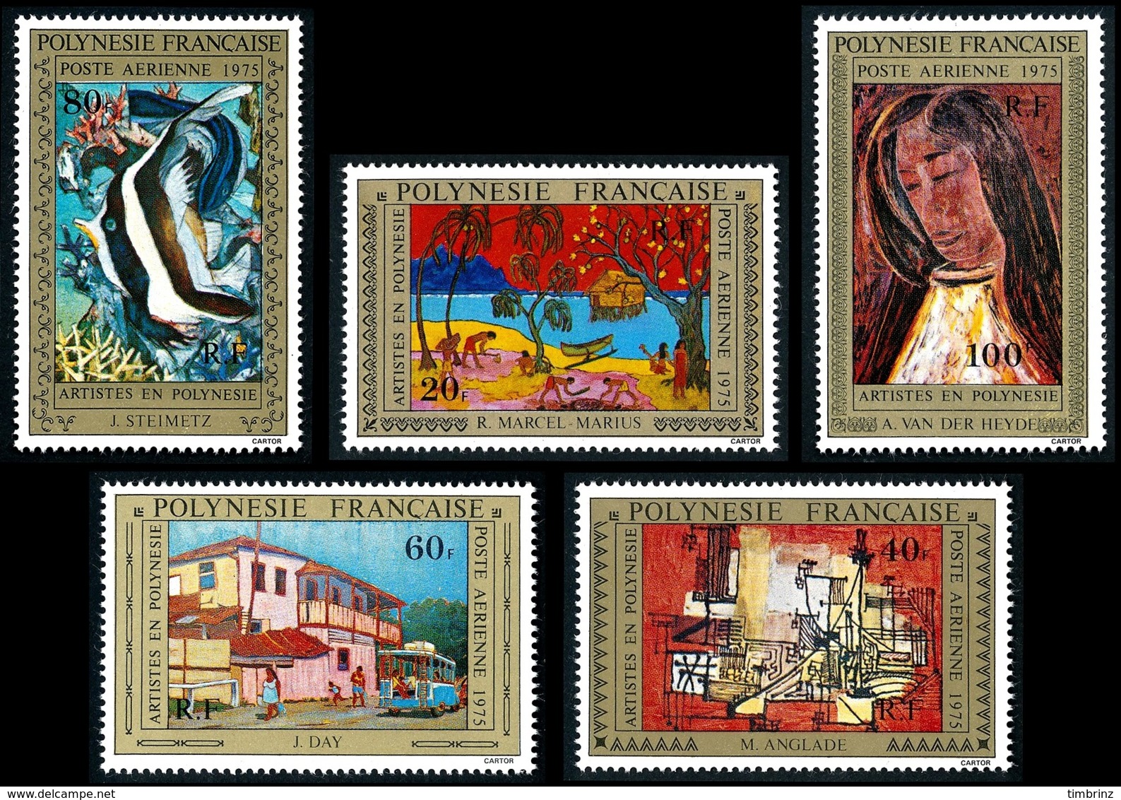 POLYNESIE 1975 - Yv. PA 98 99 100 101 Et 102 **   Cote= 55,00 EUR - Tableaux D'Artistes Polyn. (5 Val.)  ..Réf.POL24403 - Neufs