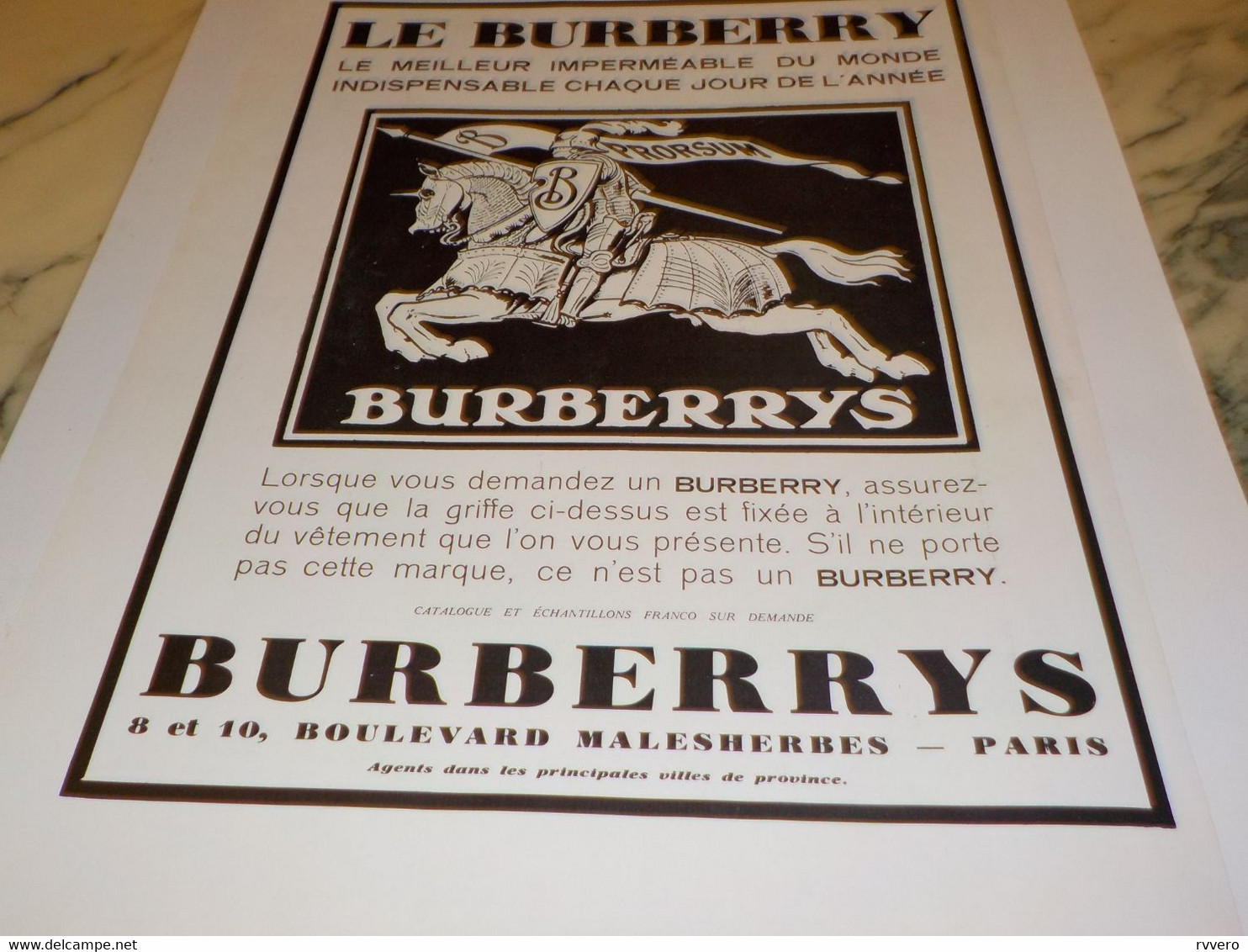 ANCIENNE PUBLICITE MEILLEUR IMPERMEABLE  BURBERRYS  1932 - Other & Unclassified