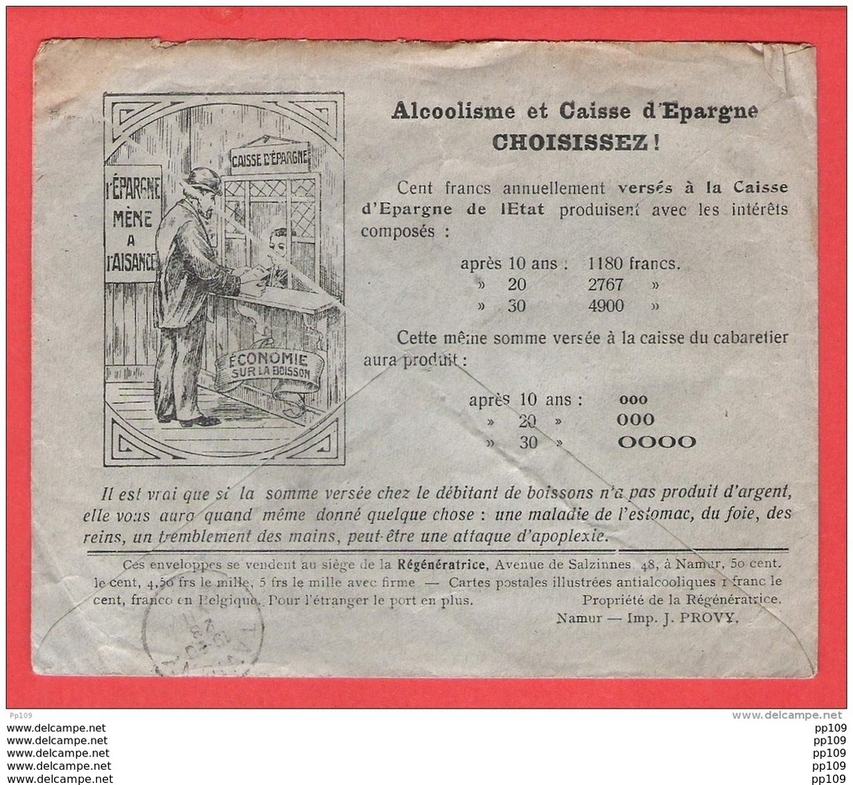 L Illustrée LA TEMPERANCE Terrasse L'Alcoolisme  Ecole Patronage SAINT ANTOINE à FREYX RONDU  Caisse épargne PROVY - 1915-1920 Albert I