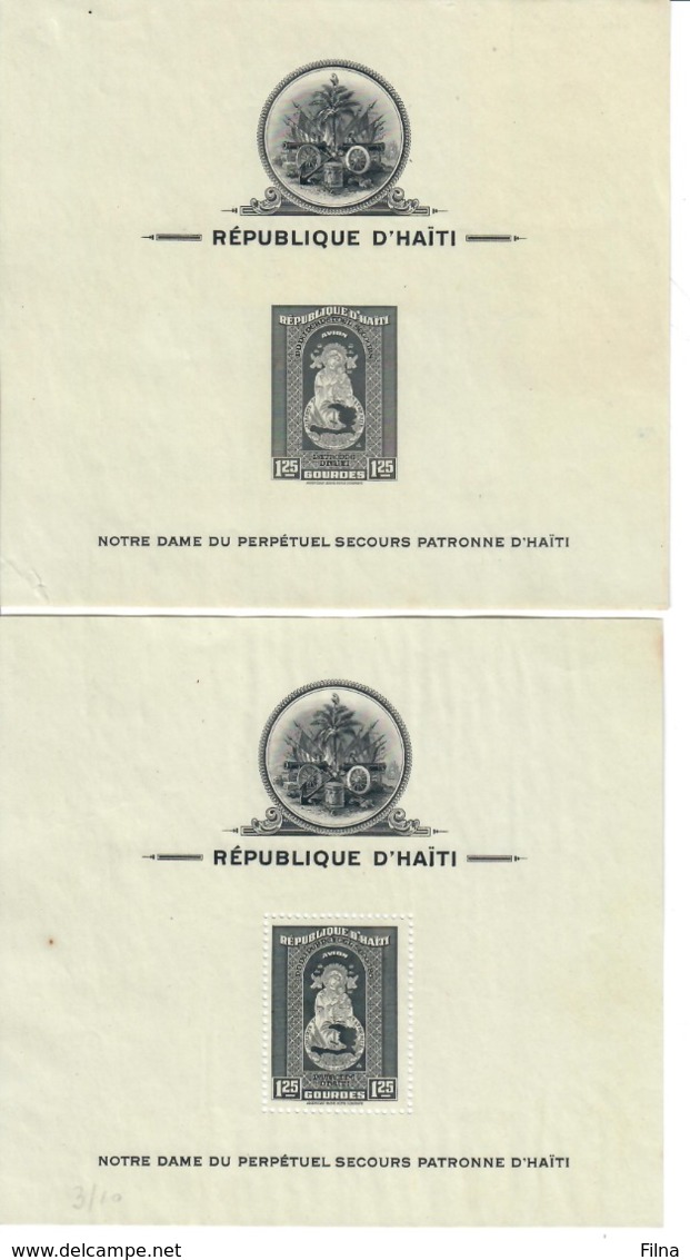 HAITI 1942 - NOSTRA SIGNORA PATRONA HAITI  - 2 FOGLIETTI DENTELLATO/NON DENTELLATO CON DIFETTI  -    MNH** - Haiti