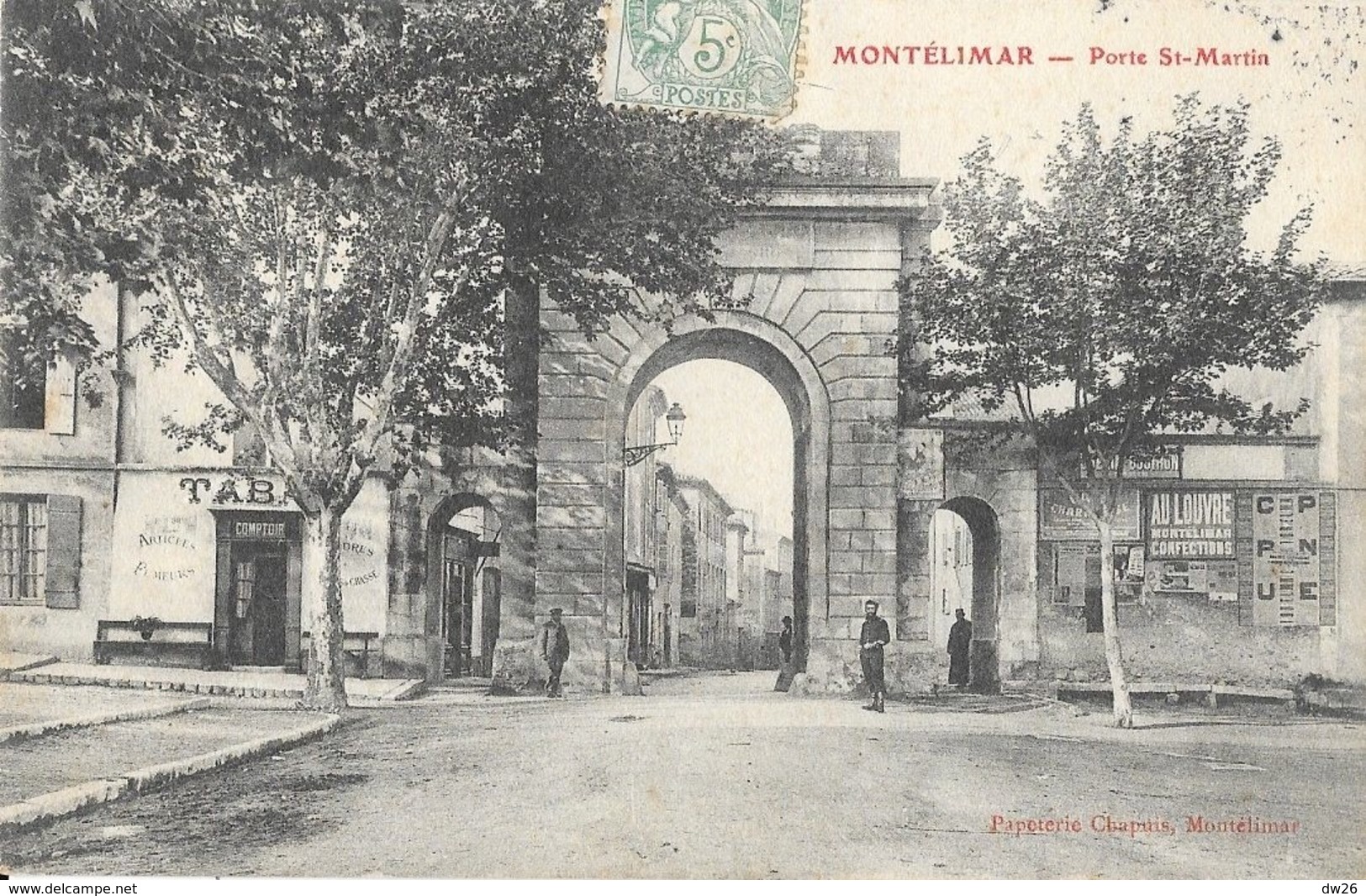 Montélimar (Drôme) La Porte St Saint-Martin, Tabac - Papeterie Chapuis - Montelimar