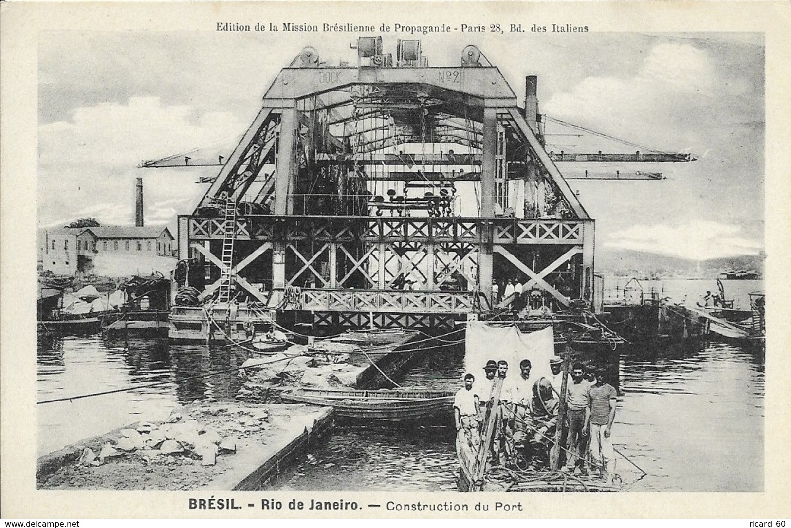 Cpa Brésil, Rio De Janeiro, Construction Du Port - Rio De Janeiro