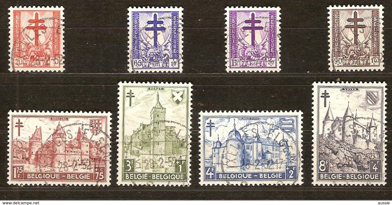 Belgie Belgique 1951 OBCn° 868-875 (°) Oblitéré Used Cote 35 Euro Kastelen Châteaux - Used Stamps