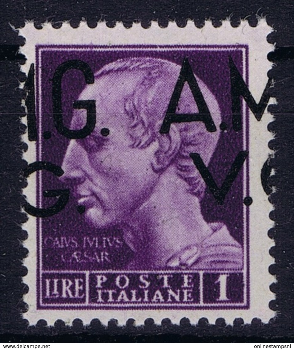 Italy: AMG-VG Sa 8 Horizontal Displaced Surcharge  MH/* Flz/ Charniere - Neufs