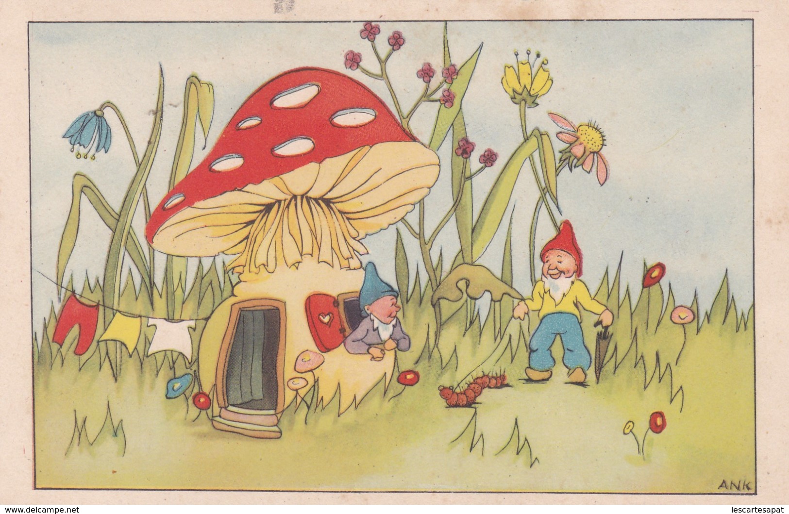 Illustrateur ANK - GNOMES - LUTINS- CHAMPIGNON TRANSFORME EN  MAISON (lot Pat 85) - Sonstige & Ohne Zuordnung