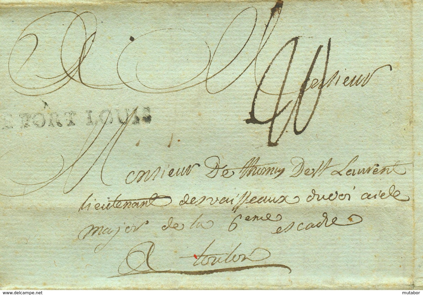 1788 DE PORT LOUIS (Kol.) Bf M. Inh U. 20 Sous Taxe N. Toulous - 1701-1800: Précurseurs XVIII