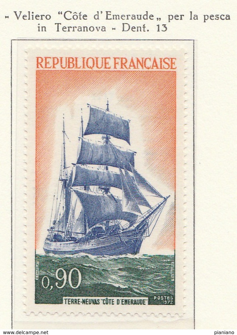 PIA - FRANCIA - 1972 : Veliero "Cote D' Emeraude" Per La Pesca A Terranova   - (Yv 1717) - Maritime