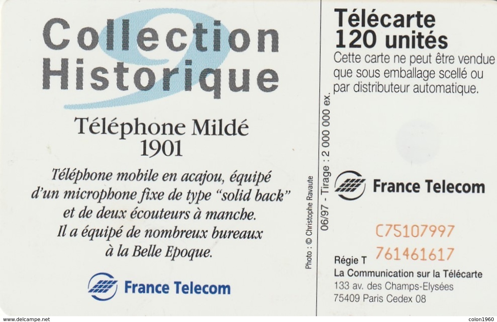 FRANCIA. Collection Historique N. 09 - Téléphone Milde 1901. 120U. 06/97. 0751. (268). - 1997