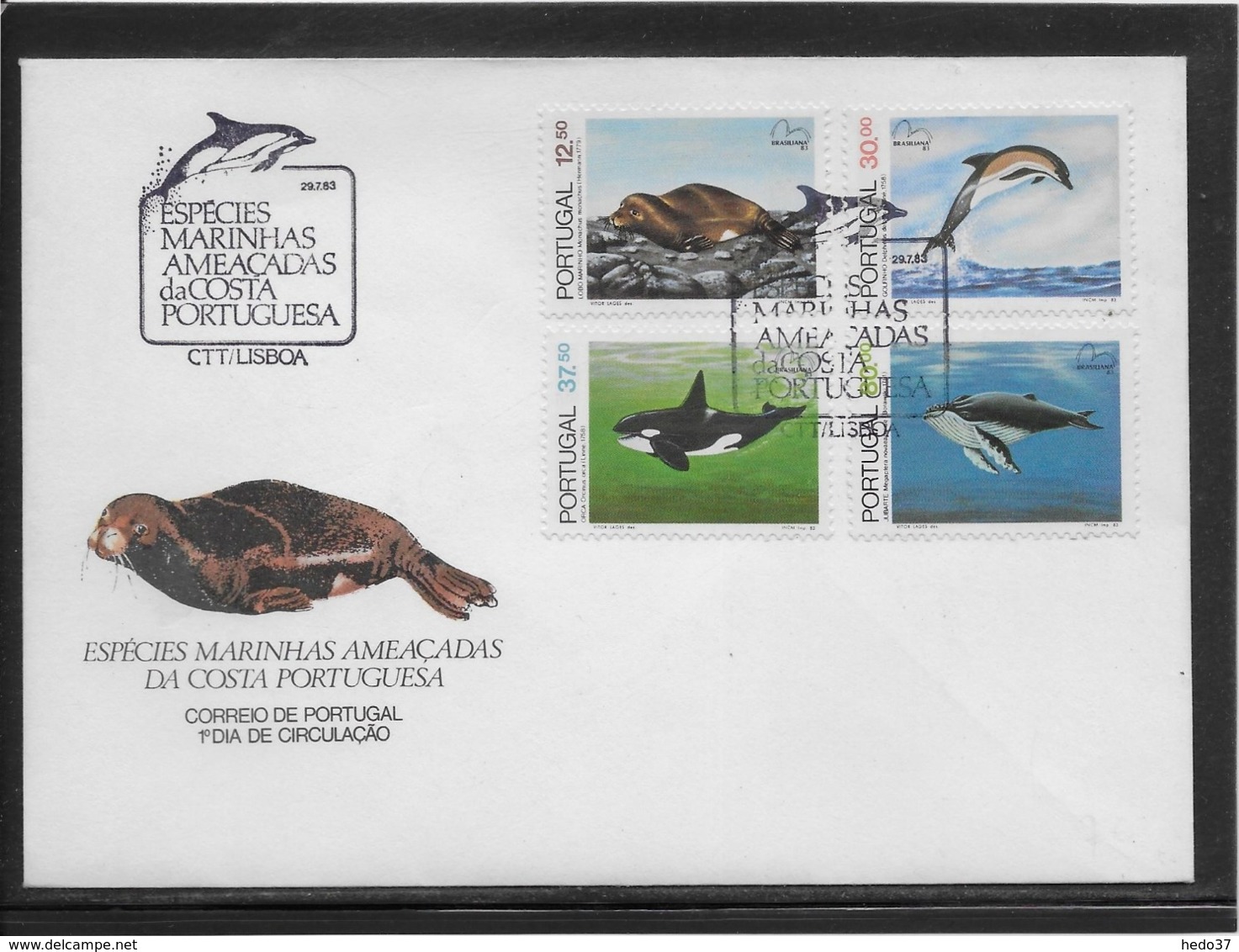 Thème Animaux - Dauphin, Baleine, Phoque - Portugal - Enveloppe - Dolphins