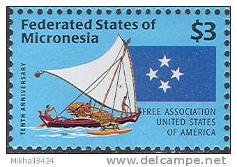 M1924 ✅ Navigation Astronomy Ships Flag 1996 Micronesia 1v Set MNH ** FV 3US$ - Ships