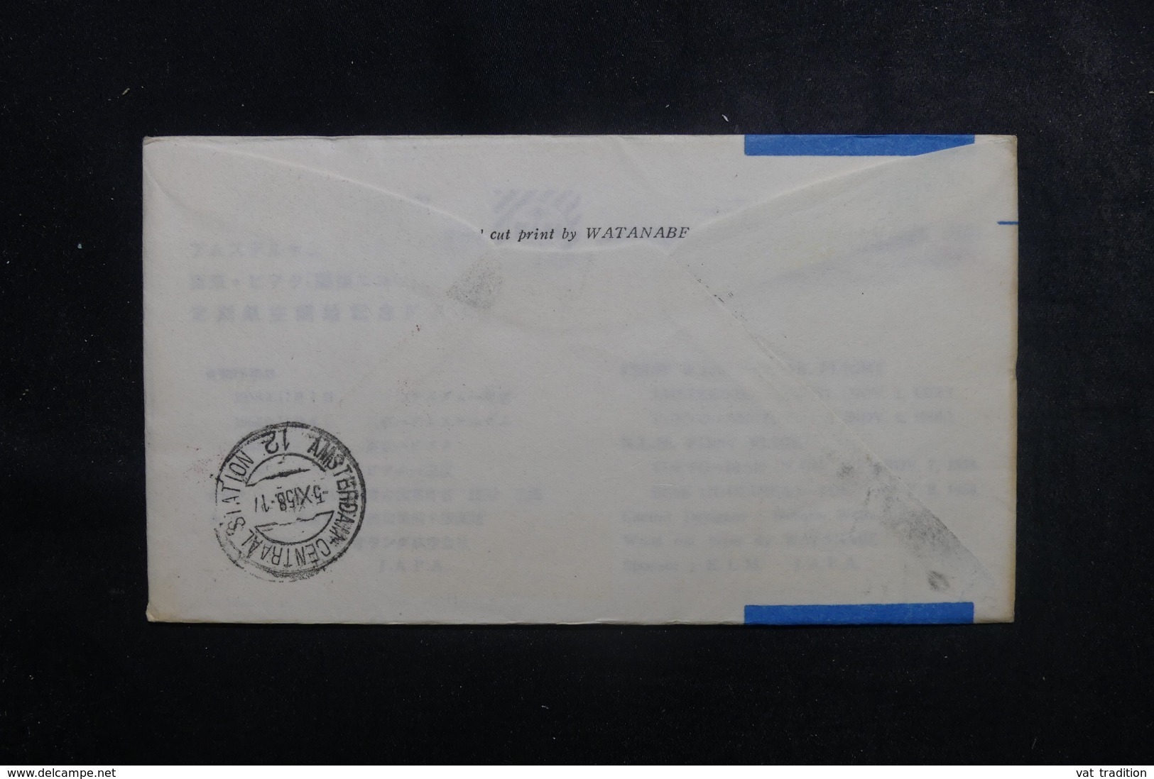 JAPON - Enveloppe 1er Vol Tokyo / Amsterdam En 1958, Affranchissement Et Cachets Plaisants - L 44835 - Briefe U. Dokumente