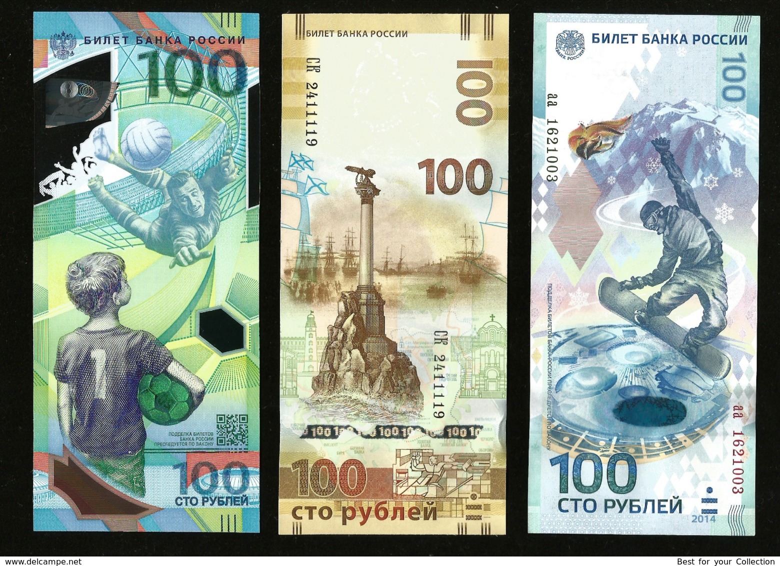 * Russia 100 Rubles ! 2014 Olympic - 2015 Crimea - 2018 FIFA ! Set 3 Bil ! UNC ! #D8 - Russland