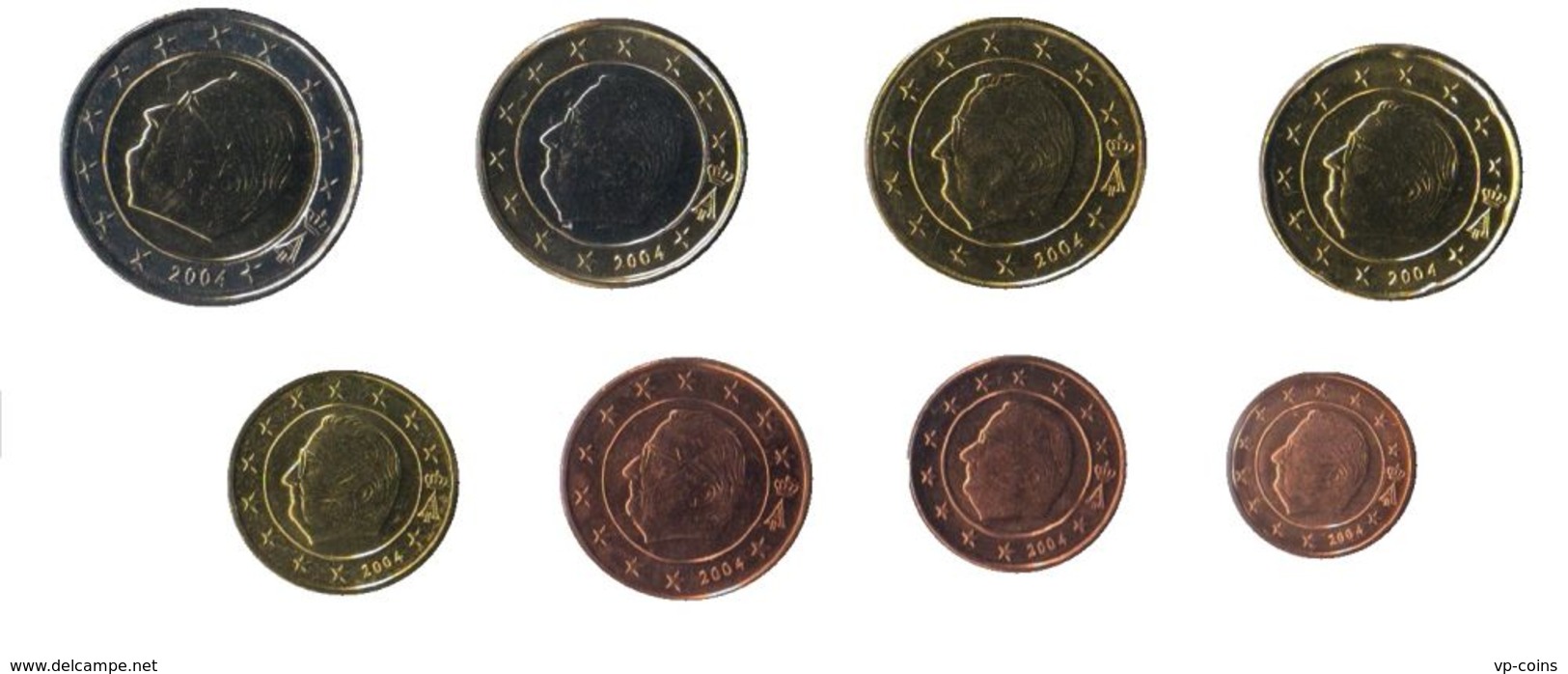 Belgium. Set, Set Of Coins. 1, 2, 5, 10, 20, 50 Cents, 1, 2 Euro. UNC. 2004 - Belgique