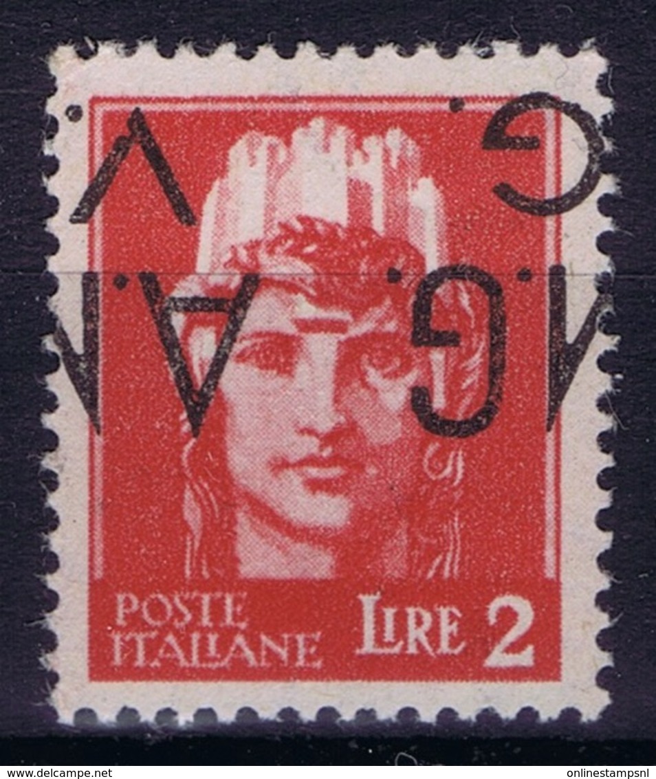 Italy: AMG-VG Sa 9 DC Soprastampa Capovolta E Fortementespostata A Desta Reversed And Displaced   MH/* Flz Signed - Mint/hinged