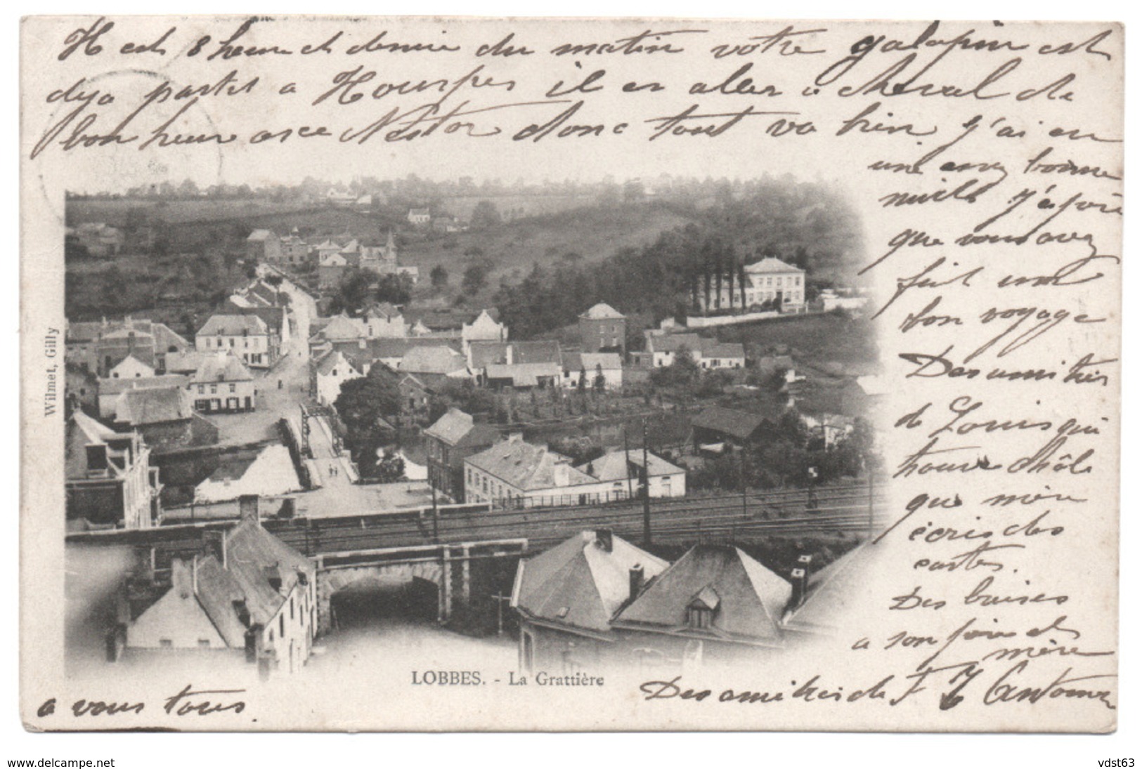 LOBBES Panorama La GRATTIERE 1905 Non Divisée Pont De Chemin De Fer - Ed. Wilmet, Gilly - Lobbes