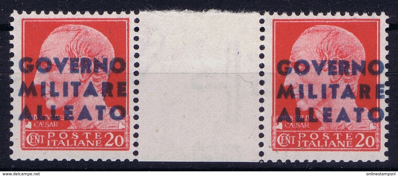 Italy: Napoli Gutter Pair Sa 10 Hinge/MH In The Middle - Britisch-am. Bes. Neapel