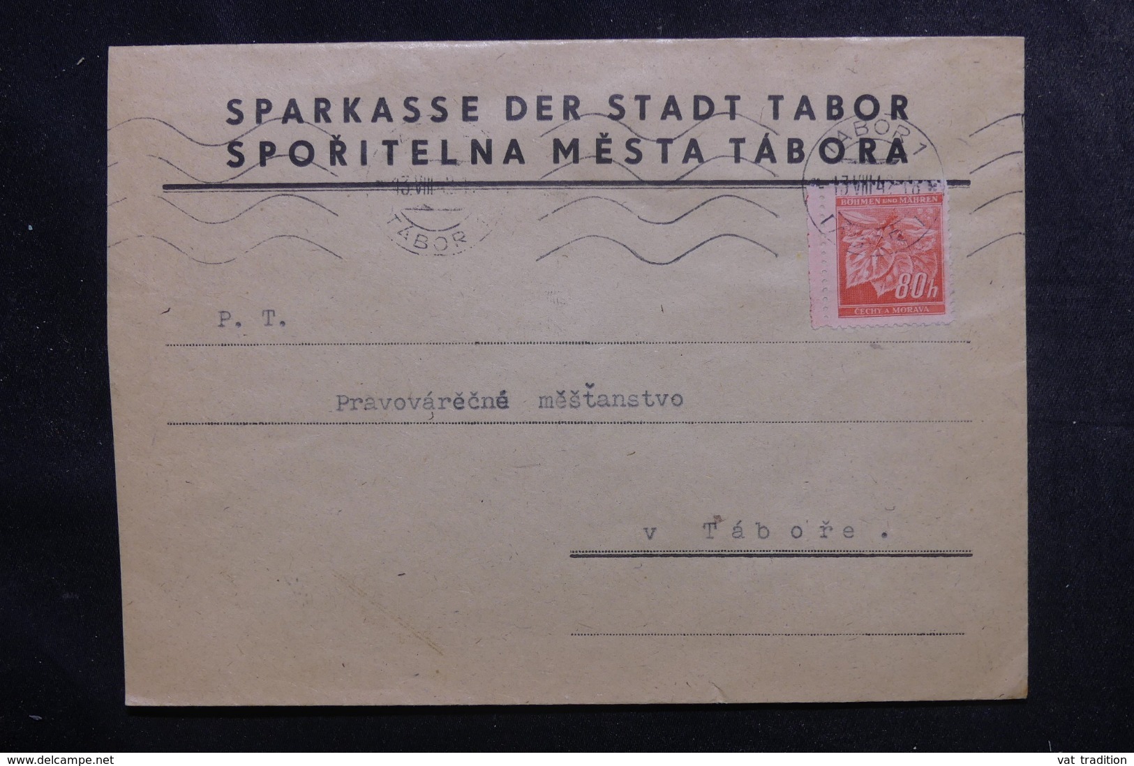 BOHÊME ET MORAVIE - Enveloppe Commerciale De Tabor En Port Local En 1942 - L 44864 - Briefe U. Dokumente