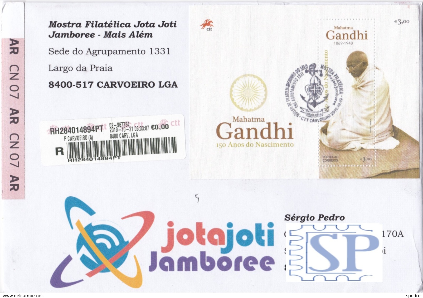 Portugal 2019 150 Anos Mahatma Gandhi Timbre Khadi Scout Scoutisme Scouting Escutismo Escuteiros Jamboree Baden Powell - Mahatma Gandhi