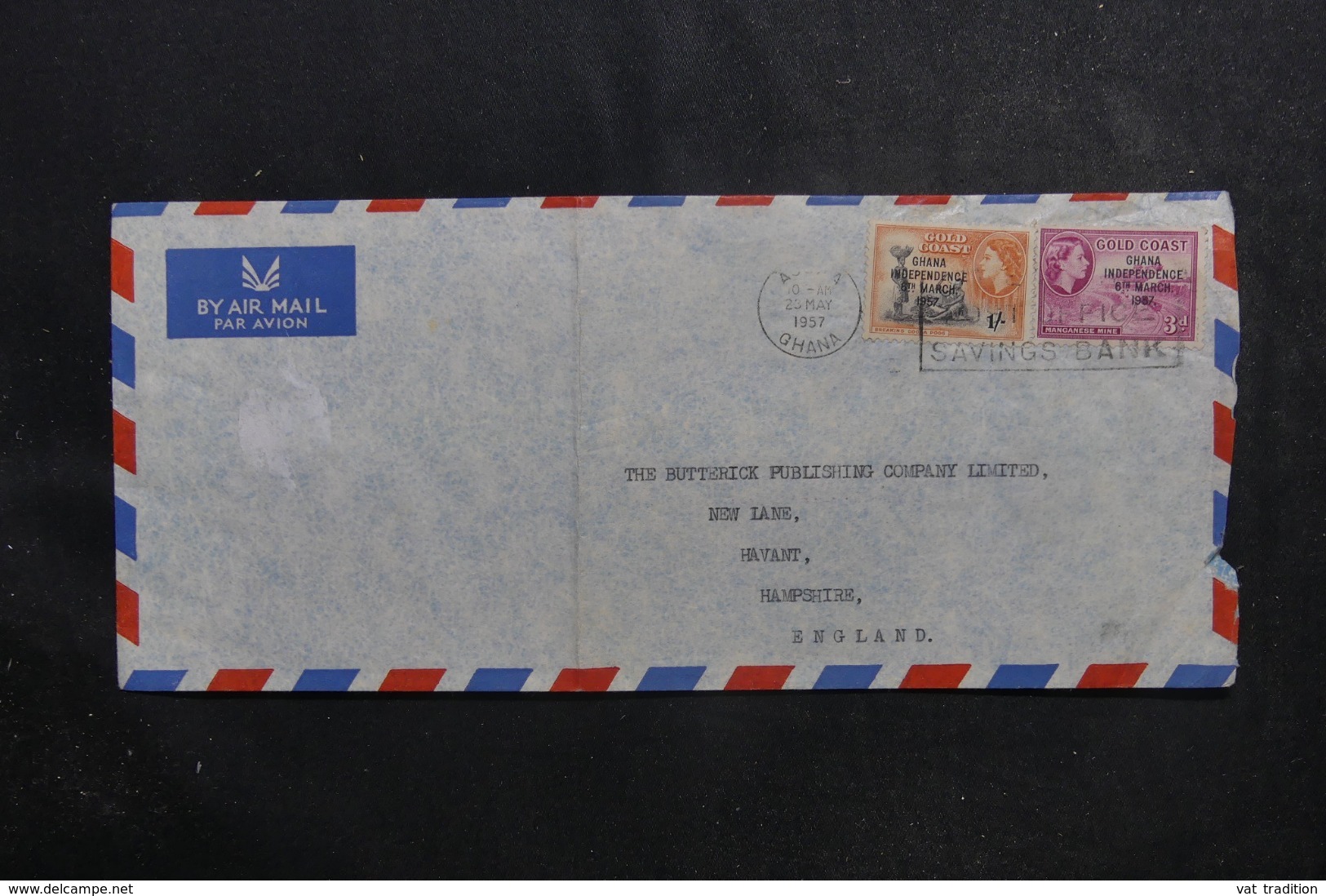 GHANA - Enveloppe De Accra Pour Le Royaume Uni En 1957, Affranchissement Plaisant Surchargés - L 44882 - Ghana (1957-...)