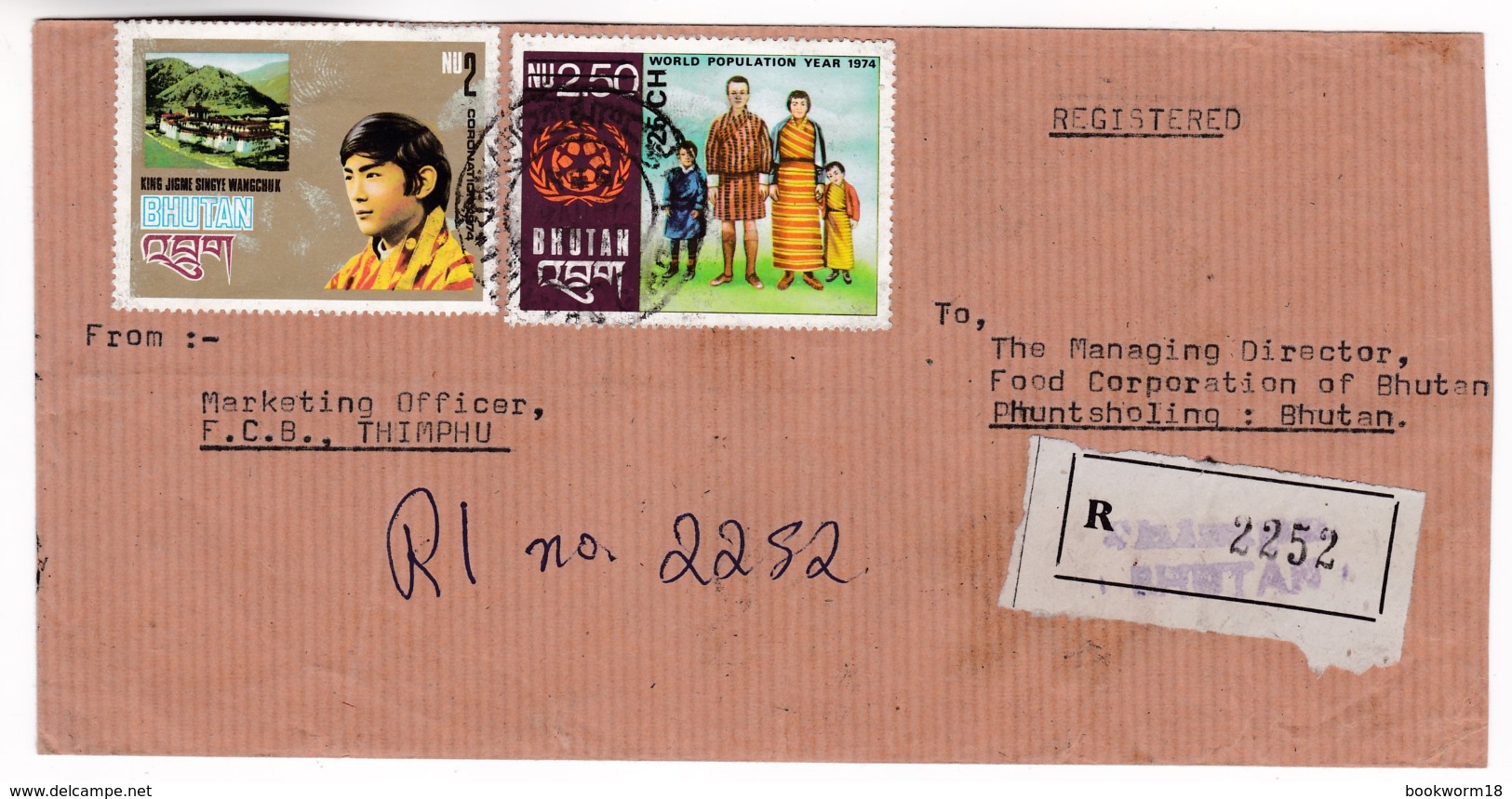 M572 Bhutan Lettre Recommandée  Registered Letter Thimphu To Phuntsholing - Bhutan