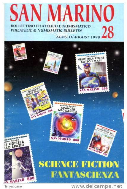 SAN MARINO PHILATELIC & NUMISMATIC BULLETIN 28 AUGUST 1998 SCIENCE FICTION UFO ALIEN - Italiaans (vanaf 1941)