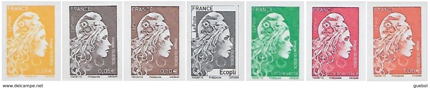 France N° 5248_A à 5254_A ** Marianne L'Engagée. Les 7 Valeurs Non Dentelées - Unused Stamps