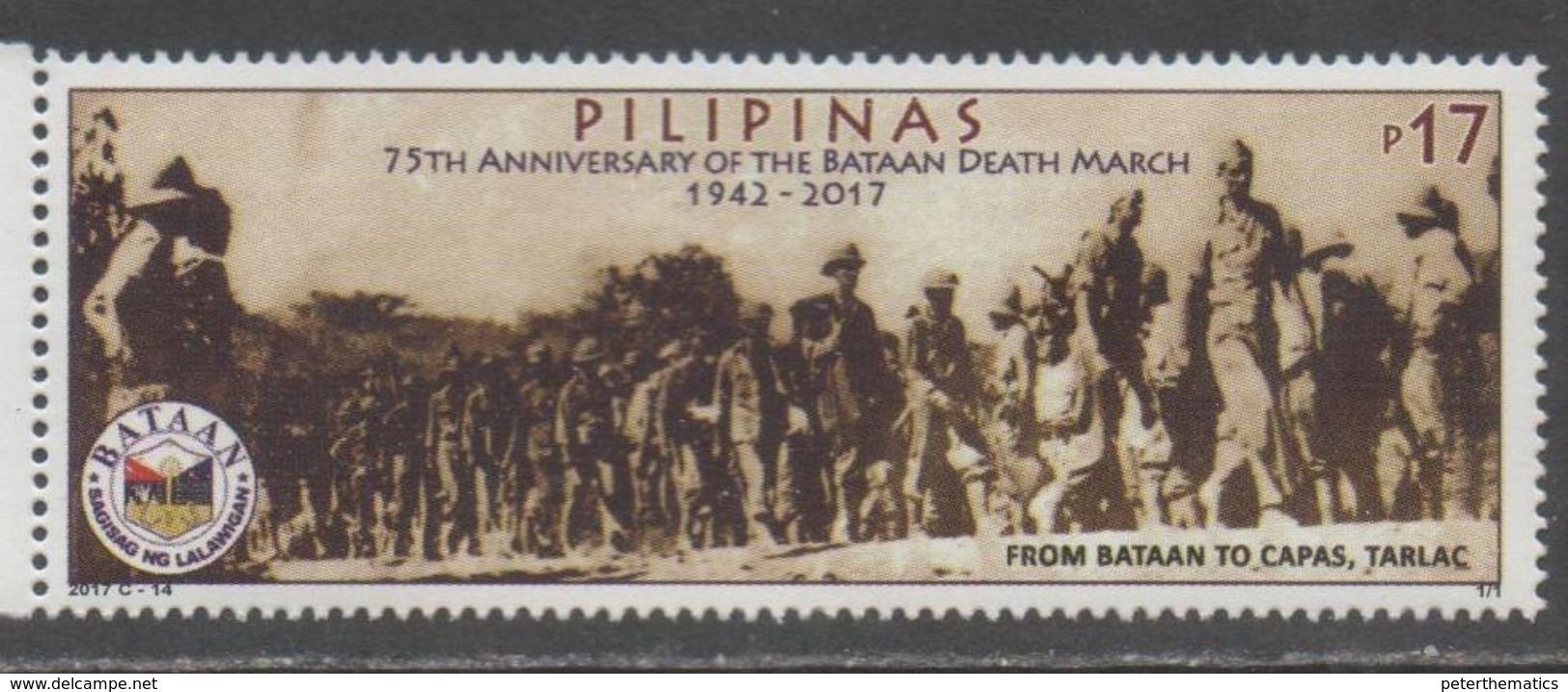 PHILIPPINES , 2017, MNH, WWII, BATAAN DEATH MARCH, POWS, 1v - 2. Weltkrieg