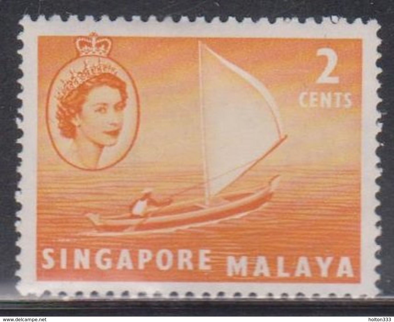 SINGAPORE Scott # 29 MH - QEII & Sailboat - Singapur (...-1959)