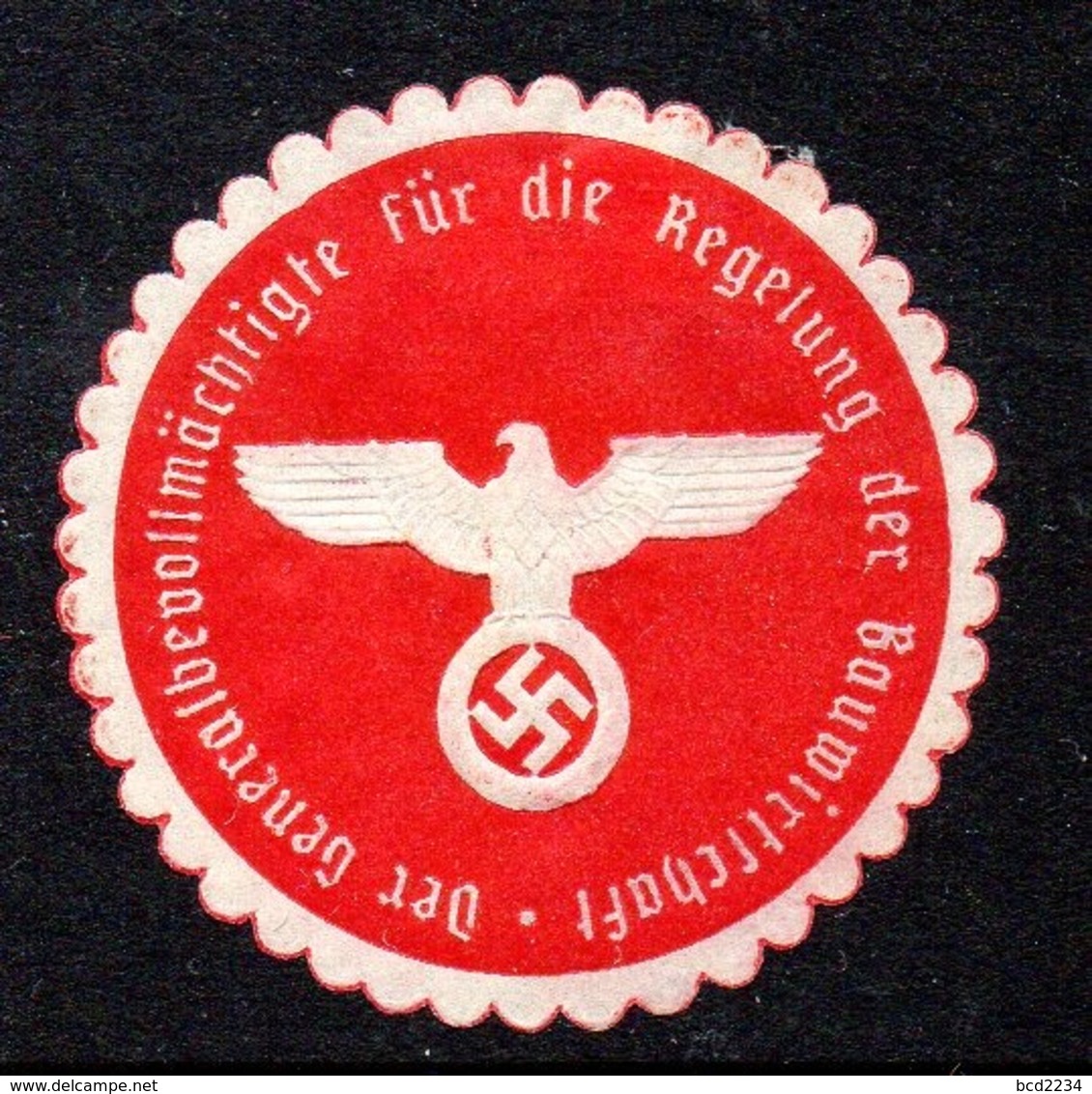 GERMANY WW2 3RD THIRD REICH GENERAL ASSEMBLY OFFICE FOR CONSTRUCTION INDUSTRY SIEGELMARKE NAZI GERMAN SEAL - Cartas & Documentos