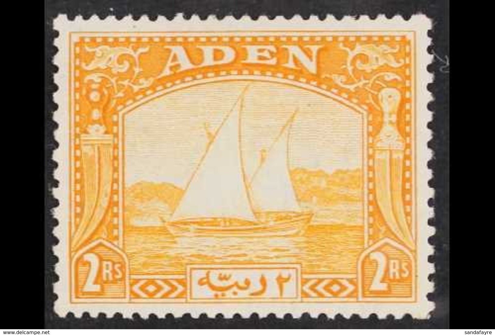 1937 2r Yellow, Dhow, SG 10, Very Fine, Well Centered Mint. For More Images, Please Visit Http://www.sandafayre.com/item - Aden (1854-1963)