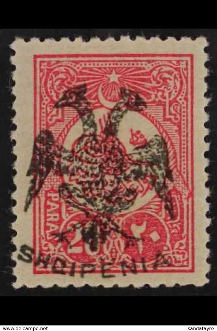 1913 20pa Rose Carmine, Pl II, SG 6 (Mi 6), Very Fine Mint. Signed Diena. For More Images, Please Visit Http://www.sanda - Albanie