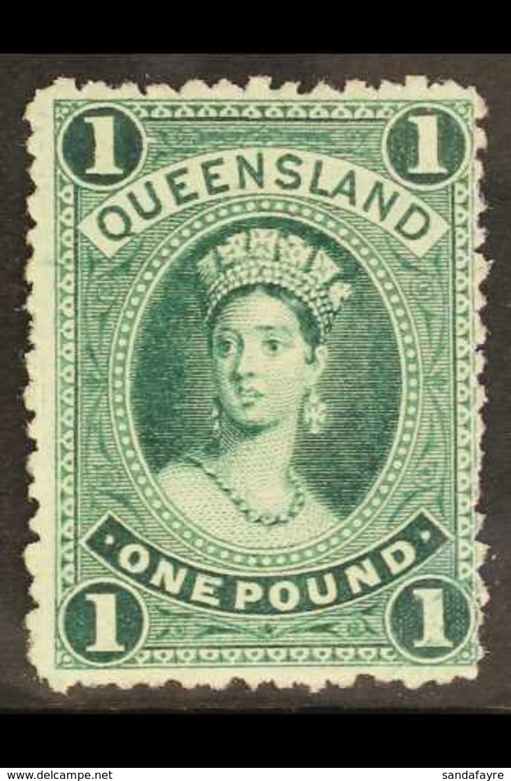 QUEENSLAND 1886 £1 Deep Green On Thick Paper, SG 161, Fine Mint, Large Part Og. For More Images, Please Visit Http://www - Other & Unclassified