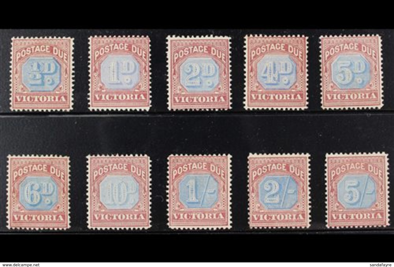 VICTORIA POSTAGE DUE 1890-94 Complete Set, SG D1/10, Fine Mint. Fresh And Attractive. (10 Stamps) For More Images, Pleas - Sonstige & Ohne Zuordnung