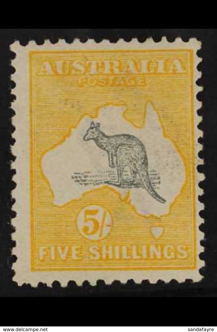 1913 5s Grey And Yellow, Wmk Broad Crown, Kangaroo, SG 13, Fine And Fresh Mint. For More Images, Please Visit Http://www - Other & Unclassified