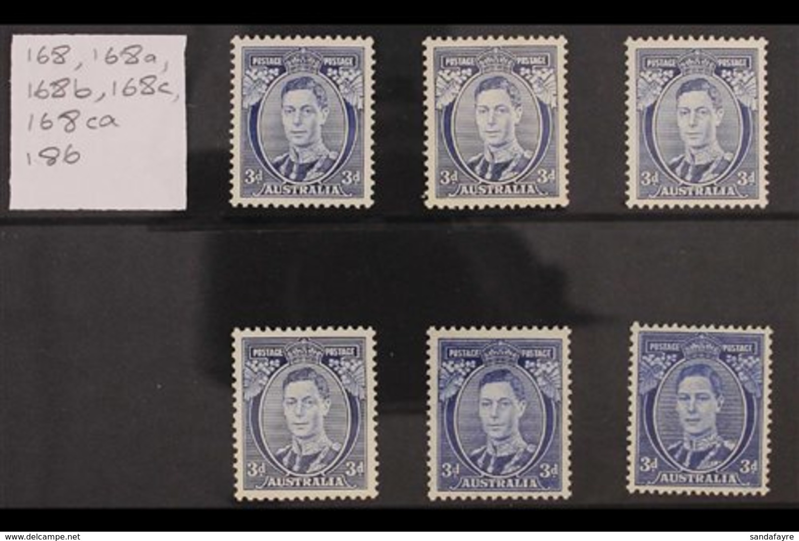 1937-40 3D BLUES COMPLETE. A Never Hinged Mint Group Of The Different 3d Blue King George VI Definitive Stamps With The  - Altri & Non Classificati