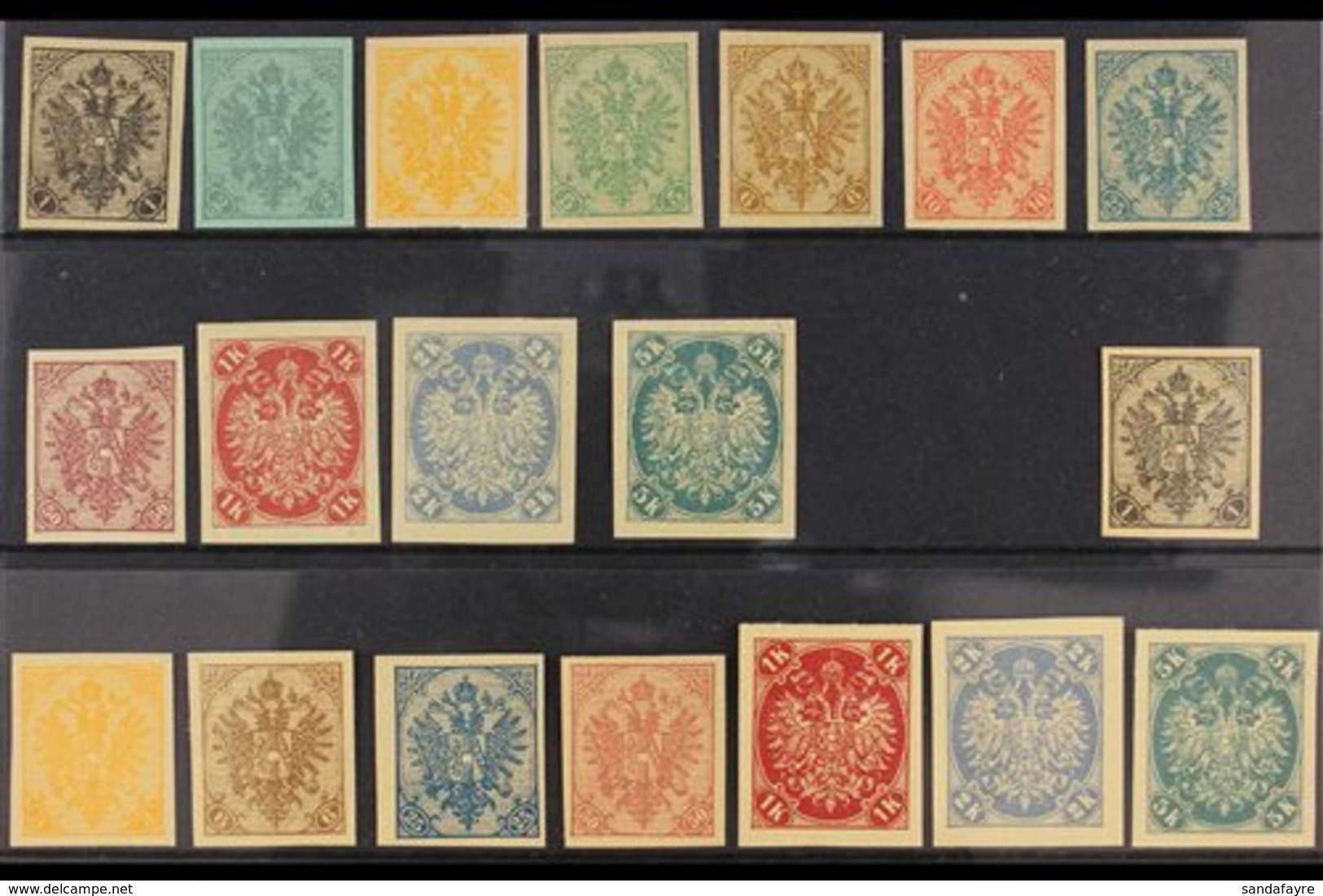 BOSNIA AND HERZEGOVINA 1900-01 IMPERF PLATE PROOFS Presented On A Stock Card, Includes All Eleven Values To 5k Printed O - Autres & Non Classés