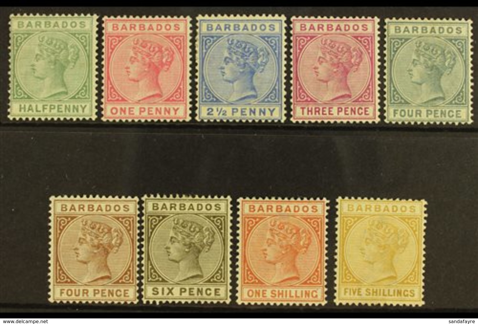 1882-86 Set Complete, SG 89/103, Fine Mint, The 1s With A Few Slightly Nibbled Perfs At Top (9 Stamps) For More Images,  - Barbades (...-1966)