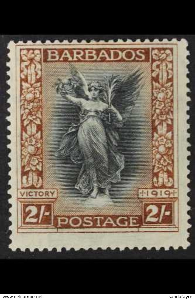 1920-21 2s Black & Brown Victory WATERMARK CROWN TO LEFT OF CA Variety, SG 210w, Fine Mint, Fresh. For More Images, Plea - Barbados (...-1966)