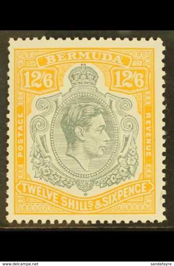 1938-52 12s6d Grey & Pale Orange, Chalky Paper, SG 120e, Very Fine Mint For More Images, Please Visit Http://www.sandafa - Bermudas