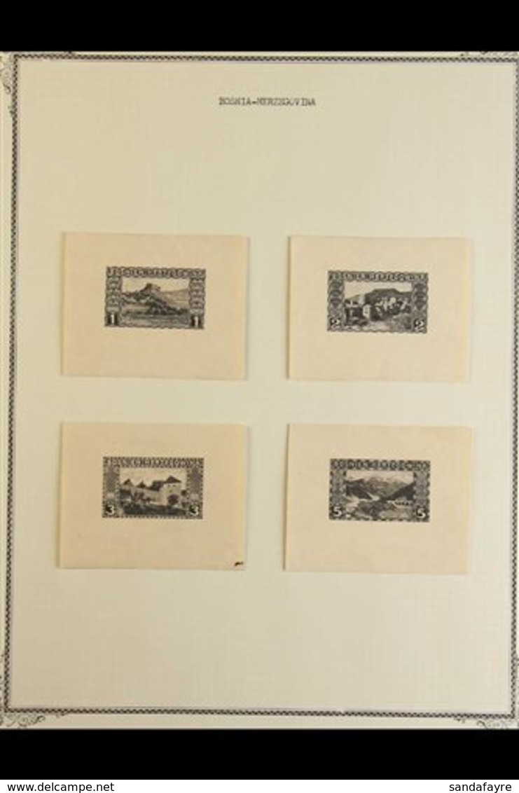 BOSNIA AND HERZEGOVINA DIE PROOFS - 1906 Pictorials Complete Set Of IMPERF DIE PROOFS, Printed In Black On Thick, Ungumm - Bosnia And Herzegovina