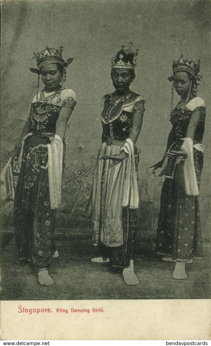 Straits Settlements, SINGAPORE, Kling Dancing Girls (1910s) Postcard - Singapore