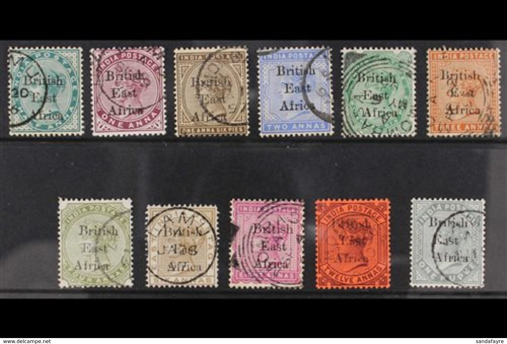 1895-96 Overprints On India Complete Set To 1r Slate, SG 49/59, Very Fine Cds Used, Very Fresh. (11 Stamps) For More Ima - África Oriental Británica