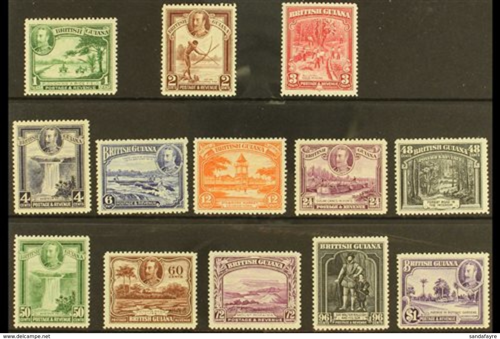1934-51 Pictorial Definitive Set, SG 288/300, Fine Mint (13 Stamps) For More Images, Please Visit Http://www.sandafayre. - Guayana Británica (...-1966)