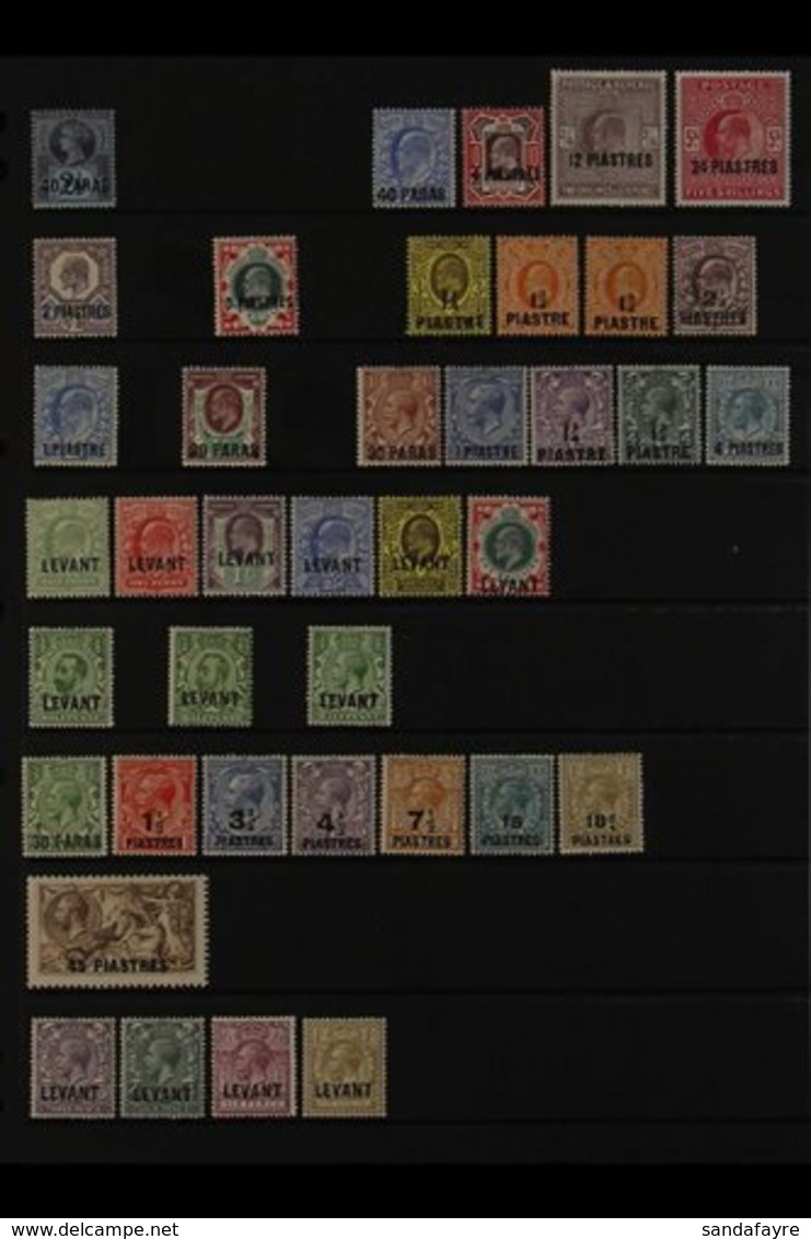 1887-1921 FINE MINT COLLECTION On A Stock Page, ALL DIFFERENT, Includes 1887-96 40pa On 2½d, 1902-05 Set (ex 80pa On 5d) - Levante Británica