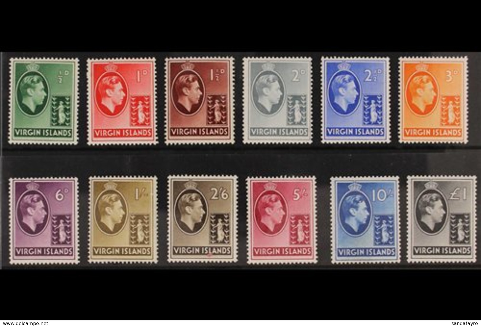 1938-47 CHALK PAPERS KGVI Definitive Complete Set, SG 110/21, Very Lightly Hinged Mint With Vibrant Colours. (12 Stamps) - British Virgin Islands