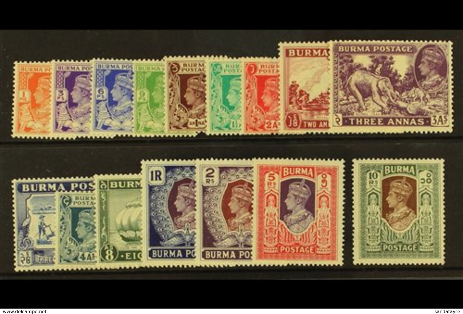 1938-40 Complete Set, SG 18b/33, Very Fie Mint. (16) For More Images, Please Visit Http://www.sandafayre.com/itemdetails - Burma (...-1947)